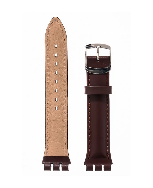 Λουρί Hirsch Arizona 6420-2010 Brown Leather Strap For Swatch - Κοσμηματοπωλείο Goldy