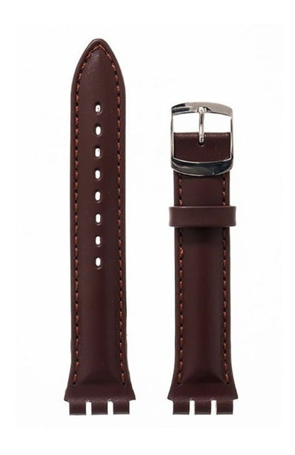 Λουρί Hirsch Arizona 6420-2010 Brown Leather Strap For Swatch - Κοσμηματοπωλείο Goldy