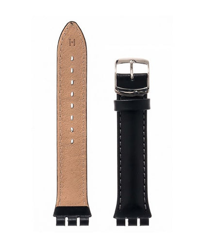 Λουρί Hirsch Arizona 6420-2050 Black Leather Strap For Swatch - Κοσμηματοπωλείο Goldy