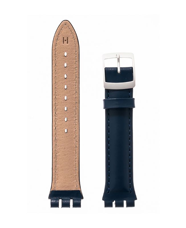 Λουρί Hirsch Arizona 6420-2080 Blue Leather Strap For Swatch - Κοσμηματοπωλείο Goldy