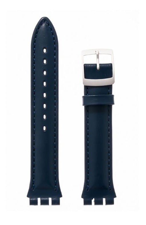 Λουρί Hirsch Arizona 6420-2080 Blue Leather Strap For Swatch - Κοσμηματοπωλείο Goldy