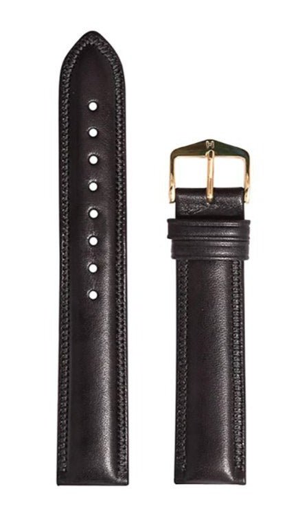 Λουρί Hirsch Ascot 0157-5050 Black Leather Strap - Κοσμηματοπωλείο Goldy