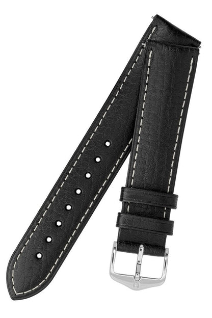 Λουρί Hirsch Boston 0130-2050 Black Leather Strap - Κοσμηματοπωλείο Goldy