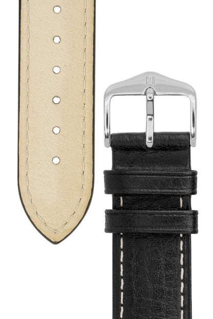 Λουρί Hirsch Boston 0130-2050 Black Leather Strap - Κοσμηματοπωλείο Goldy