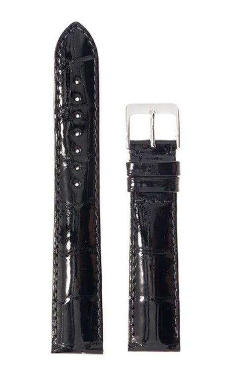 Λουρί Hirsch Chronos 7660-0750 Black Leather Strap - Κοσμηματοπωλείο Goldy