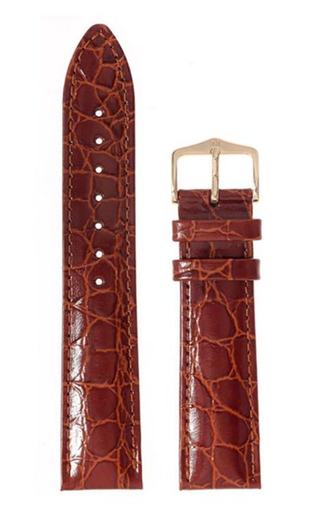 Λουρί Hirsch Crocograin 1230-2810 Brown Leather Strap - Κοσμηματοπωλείο Goldy