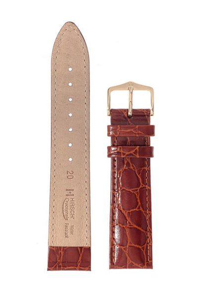 Λουρί Hirsch Crocograin 1230-2810 Brown Leather Strap - Κοσμηματοπωλείο Goldy