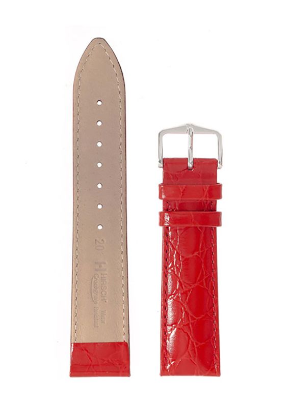 Λουρί Hirsch Crocograin 1230-2820 Red Leather Strap - Κοσμηματοπωλείο Goldy