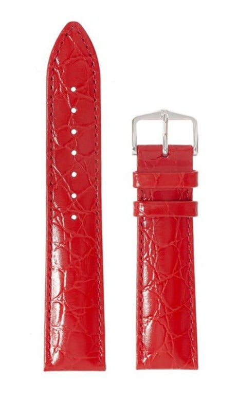 Λουρί Hirsch Crocograin 1230-2820 Red Leather Strap - Κοσμηματοπωλείο Goldy