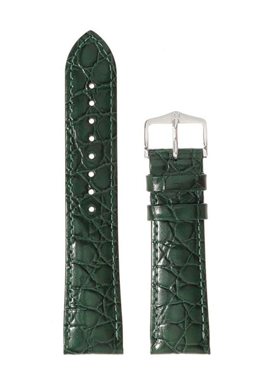 Λουρί Hirsch Crocograin 1230-2840 Green Leather Strap - Κοσμηματοπωλείο Goldy