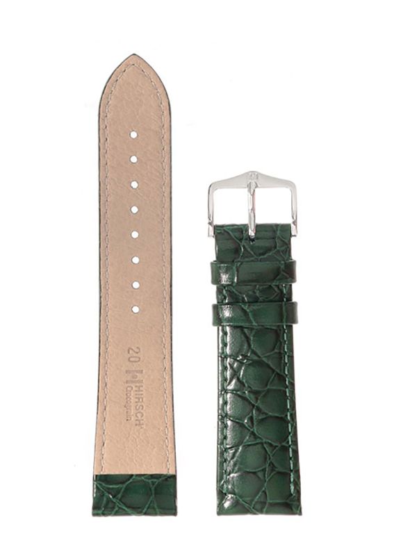 Λουρί Hirsch Crocograin 1230-2840 Green Leather Strap - Κοσμηματοπωλείο Goldy