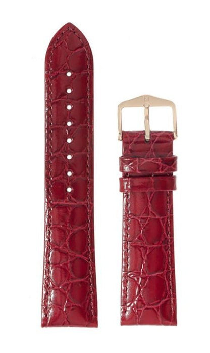 Λουρί Hirsch Crocograin 1230-2860 Bordeaux Leather Strap - Κοσμηματοπωλείο Goldy