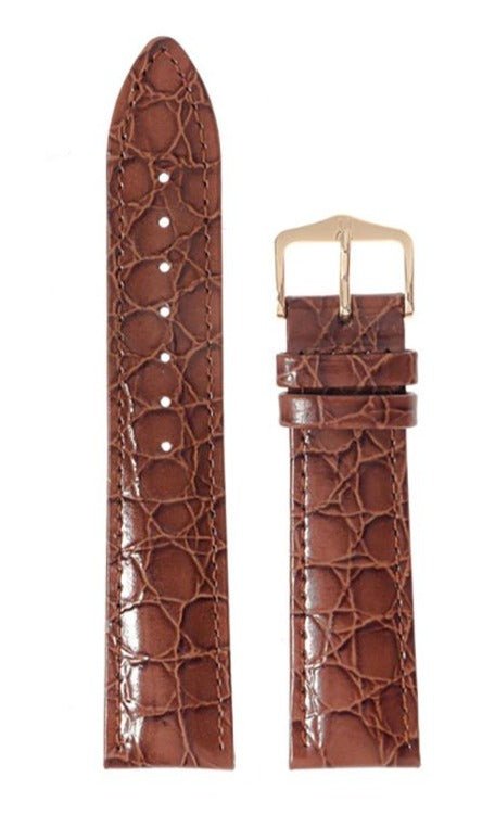 Λουρί Hirsch Crocograin 1230-2870 Light Brown Leather Strap - Κοσμηματοπωλείο Goldy