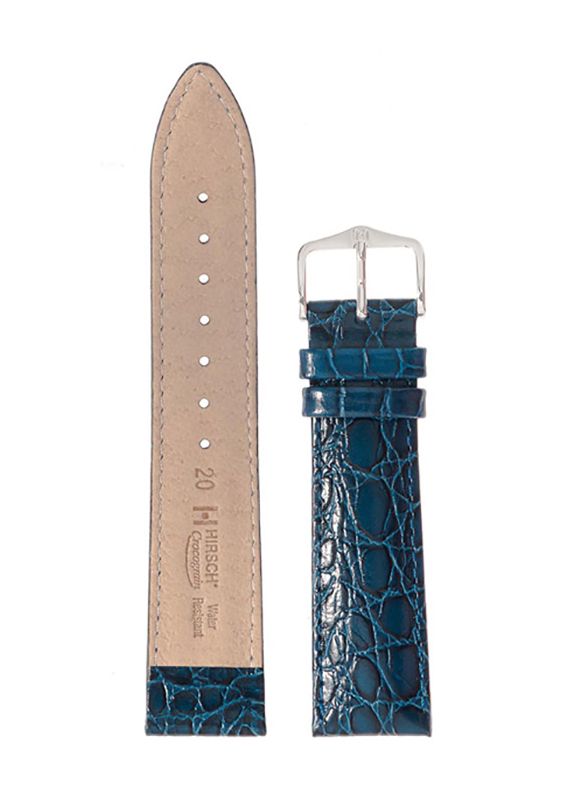 Λουρί Hirsch Crocograin 1230-2880 Blue Leather Strap - Κοσμηματοπωλείο Goldy