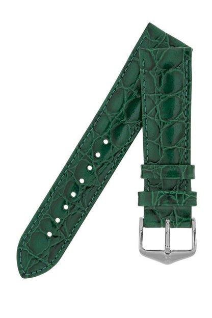 Λουρί Hirsch Crocograin 12302840 Green Leather Strap - Κοσμηματοπωλείο Goldy