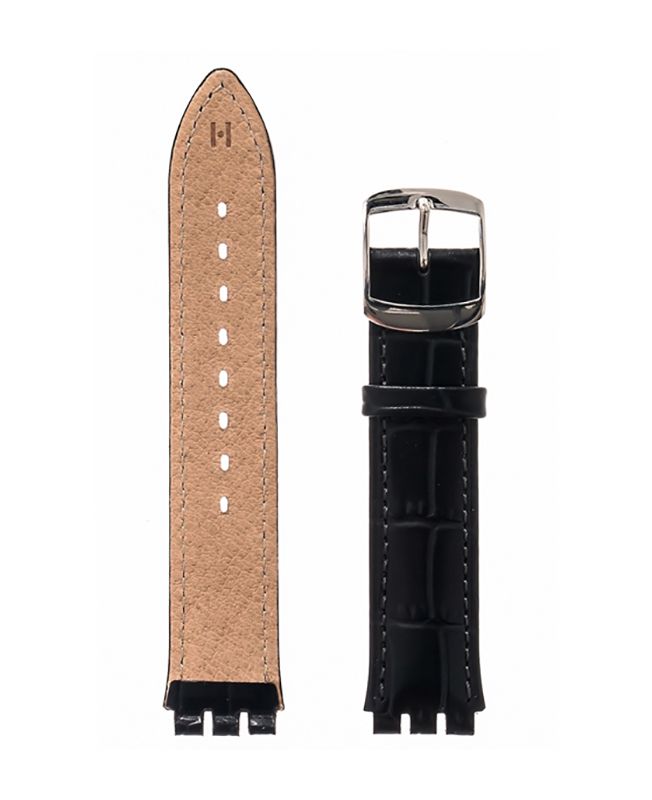 Λουρί Hirsch Dundee 6400-2750 Black Leather Strap For Swatch - Κοσμηματοπωλείο Goldy