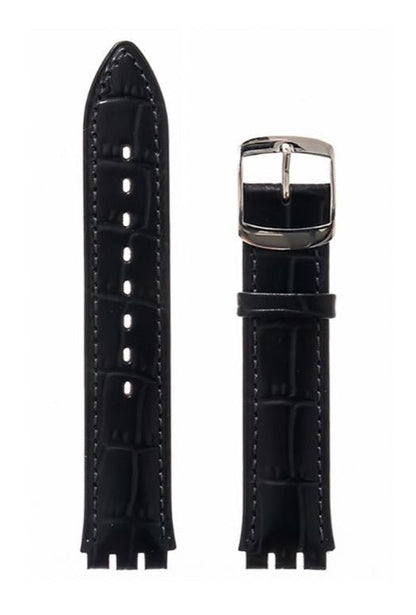 Λουρί Hirsch Dundee 6400-2750 Black Leather Strap For Swatch - Κοσμηματοπωλείο Goldy