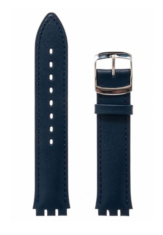 Λουρί Hirsch Dundee 6400-2780 Blue Leather Strap For Swatch - Κοσμηματοπωλείο Goldy