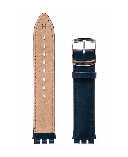 Λουρί Hirsch Dundee 6400-2780 Blue Leather Strap For Swatch - Κοσμηματοπωλείο Goldy