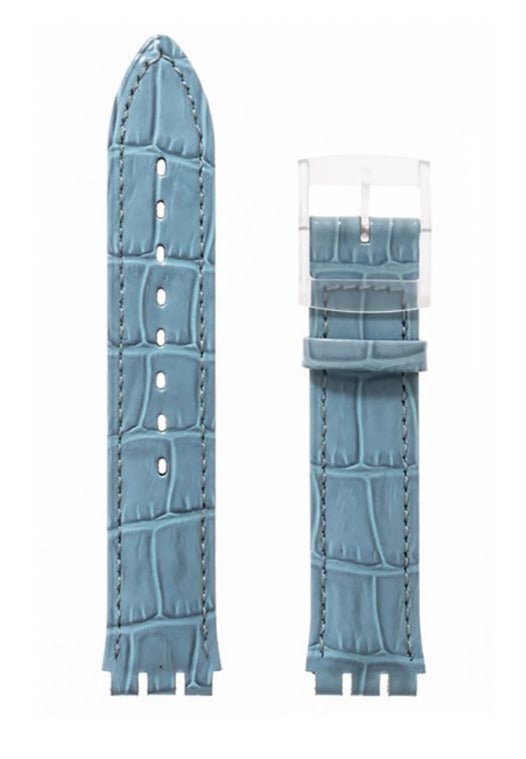 Λουρί Hirsch Dundee 6400-2782 Light Blue Leather Strap For Swatch - Κοσμηματοπωλείο Goldy