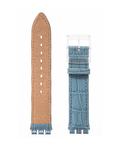 Λουρί Hirsch Dundee 6400-2782 Light Blue Leather Strap For Swatch - Κοσμηματοπωλείο Goldy