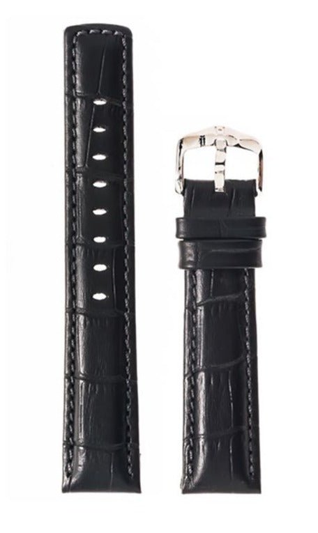 Λουρί Hirsch Grand Duke 0252-8051 Black Leather Strap - Κοσμηματοπωλείο Goldy