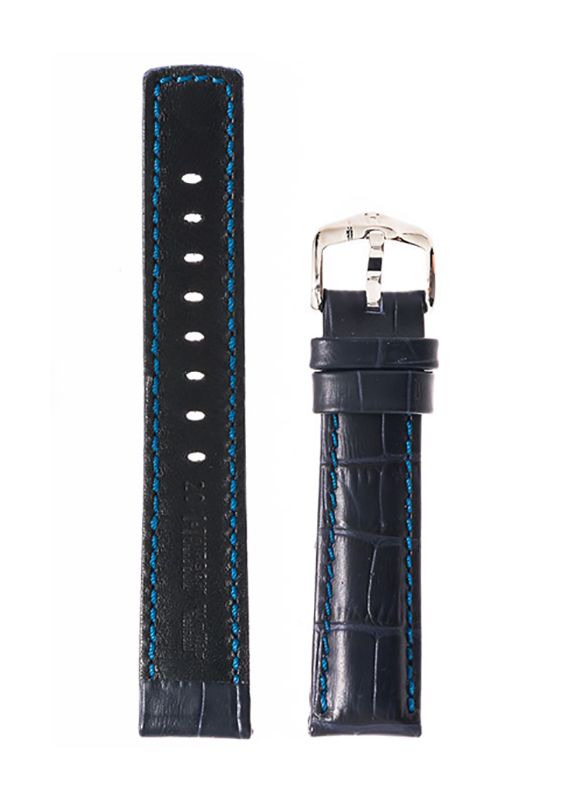 Λουρί Hirsch Grand Duke 0252-8080 Blue Leather Strap - Κοσμηματοπωλείο Goldy