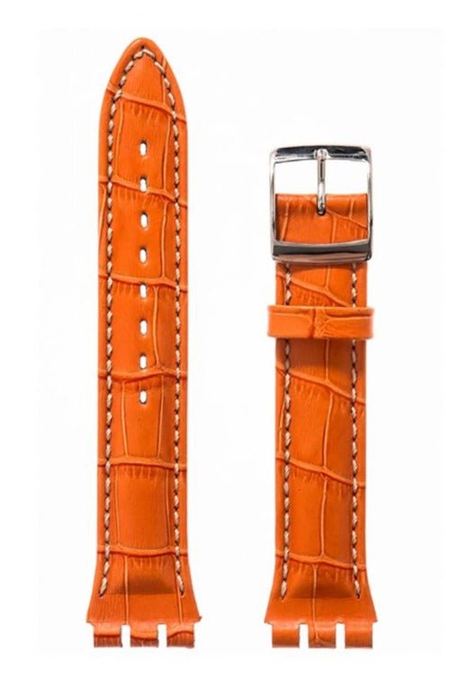 Λουρί Hirsch Havanna 6421-2822 Orange Leather Strap For Swatch - Κοσμηματοπωλείο Goldy