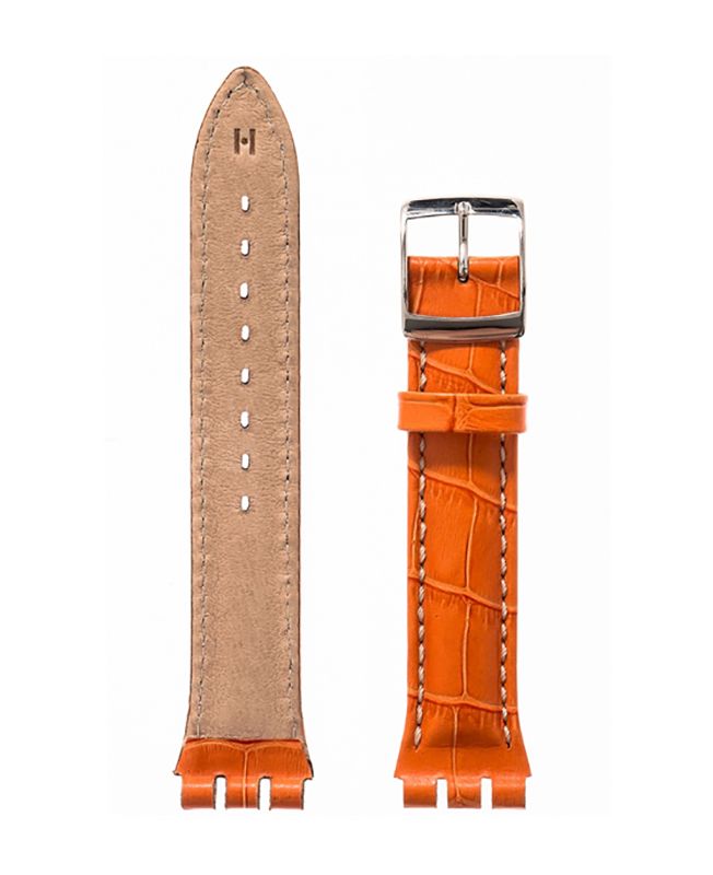 Λουρί Hirsch Havanna 6421-2822 Orange Leather Strap For Swatch - Κοσμηματοπωλείο Goldy