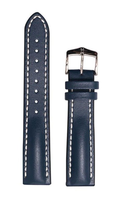 Λουρί Hirsch Heavy Calf 0147-5080 Blue Leather Strap - Κοσμηματοπωλείο Goldy