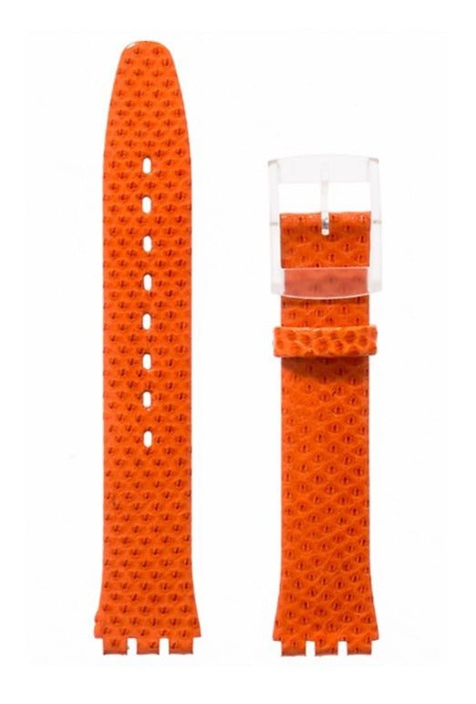 Λουρί Hirsch Hydra 6410-6822 Orange Leather Strap For Swatch - Κοσμηματοπωλείο Goldy