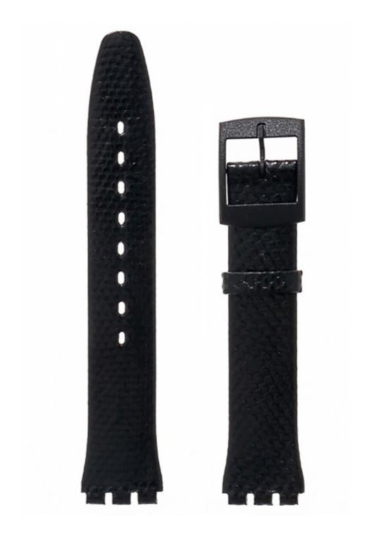 Λουρί Hirsch Hydra 6410-6850 Black Leather Strap For Swatch - Κοσμηματοπωλείο Goldy