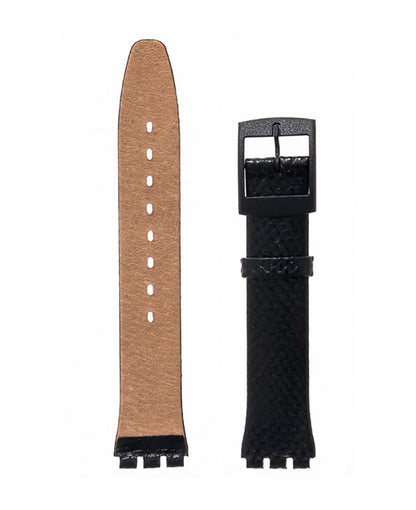 Λουρί Hirsch Hydra 6410-6850 Black Leather Strap For Swatch - Κοσμηματοπωλείο Goldy