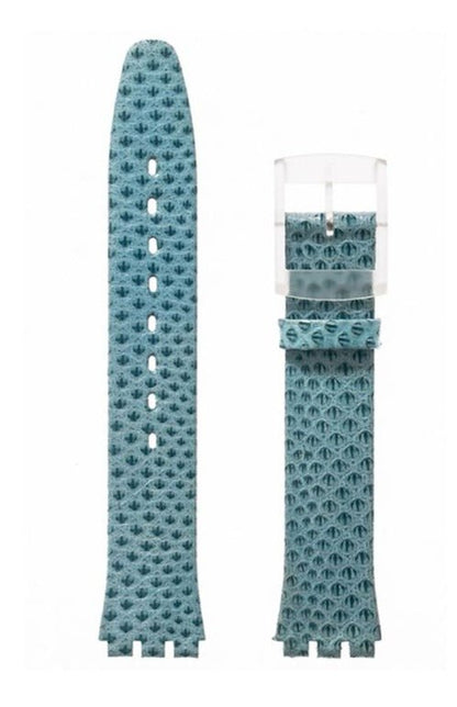 Λουρί Hirsch Hydra 6410-6884 Light Blue Leather Strap For Swatch - Κοσμηματοπωλείο Goldy