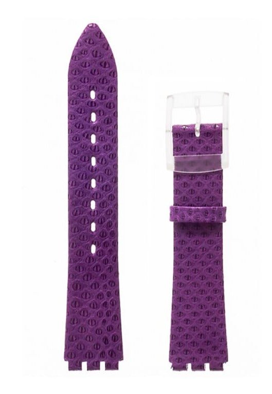 Λουρί Hirsch Hydra 6410-6886 Purple Leather Strap For Swatch - Κοσμηματοπωλείο Goldy