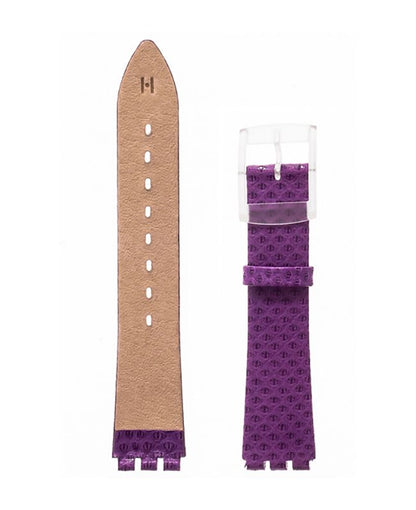 Λουρί Hirsch Hydra 6410-6886 Purple Leather Strap For Swatch - Κοσμηματοπωλείο Goldy