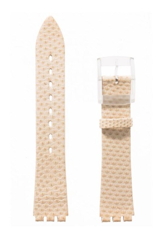 Λουρί Hirsch Hydra 6410-6890 Beige Leather Strap For Swatch - Κοσμηματοπωλείο Goldy