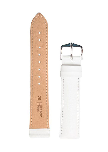 Λουρί Hirsch Kansas 0150-2100 White Leather Strap - Κοσμηματοπωλείο Goldy