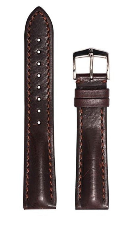 Λουρί Hirsch Lucca 0490-2010 Brown Leather Strap - Κοσμηματοπωλείο Goldy