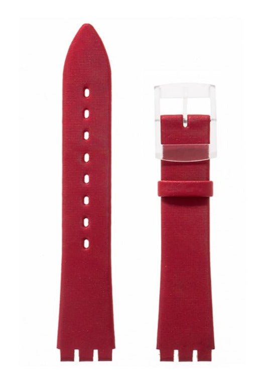 Λουρί Hirsch Luna 6410-9520 Red Plastic Strap For Swatch - Κοσμηματοπωλείο Goldy