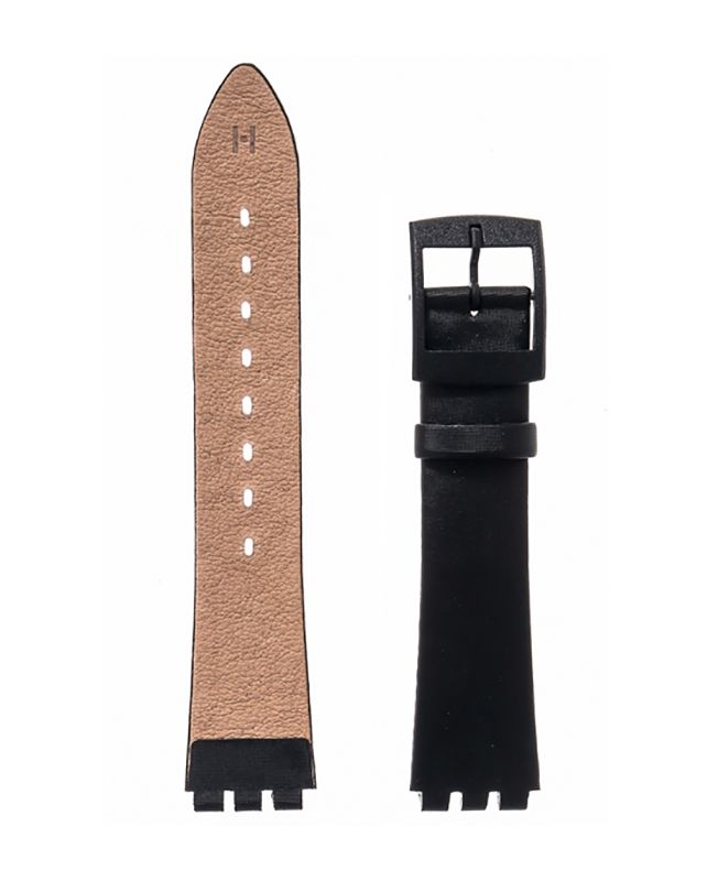 Λουρί Hirsch Luna 6410-9550 Black Plastic Strap For Swatch - Κοσμηματοπωλείο Goldy