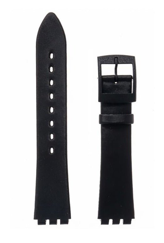 Λουρί Hirsch Luna 6410-9550 Black Plastic Strap For Swatch - Κοσμηματοπωλείο Goldy