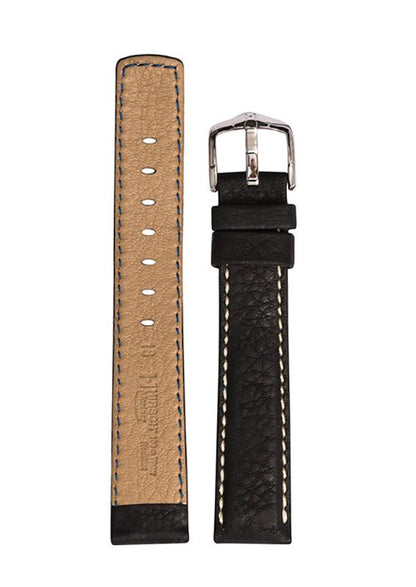 Λουρί Hirsch Mariner 1450-2150 Black Leather Strap - Κοσμηματοπωλείο Goldy