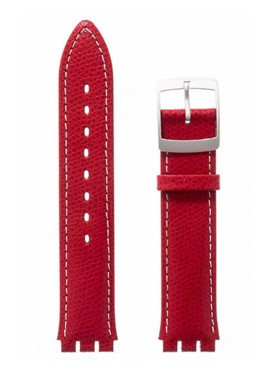 Λουρί Hirsch Mel 6400-7920 Red Leather Strap For Swatch - Κοσμηματοπωλείο Goldy