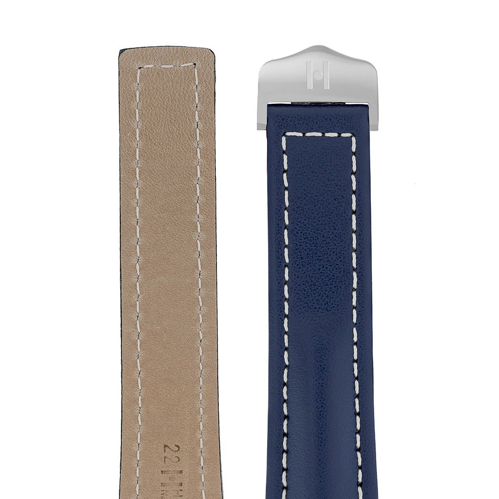 Λουρί Hirsch Navigator Calfskin 0700-2480 Blue Leather Strap - Κοσμηματοπωλείο Goldy