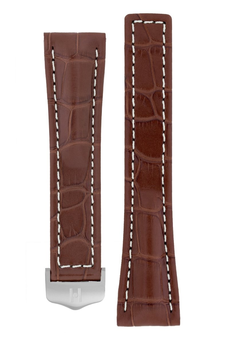 Λουρί Hirsch Navigator Louisiana Alligator 0700-7479 Brown Leather Strap - Κοσμηματοπωλείο Goldy