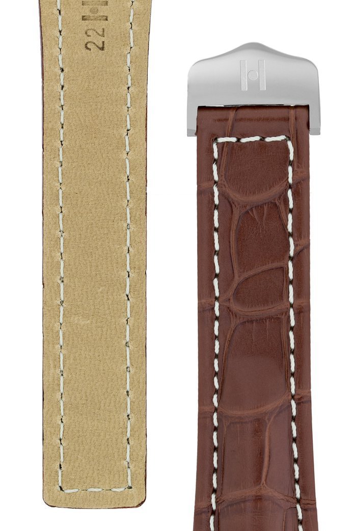 Λουρί Hirsch Navigator Louisiana Alligator 0700-7479 Brown Leather Strap - Κοσμηματοπωλείο Goldy