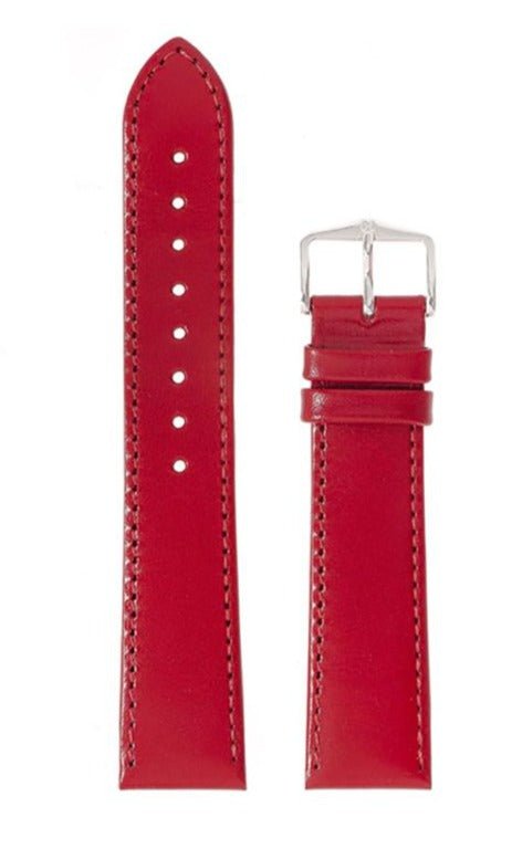 Λουρί Hirsch Osiris 0347-5120 Red Leather Strap - Κοσμηματοπωλείο Goldy