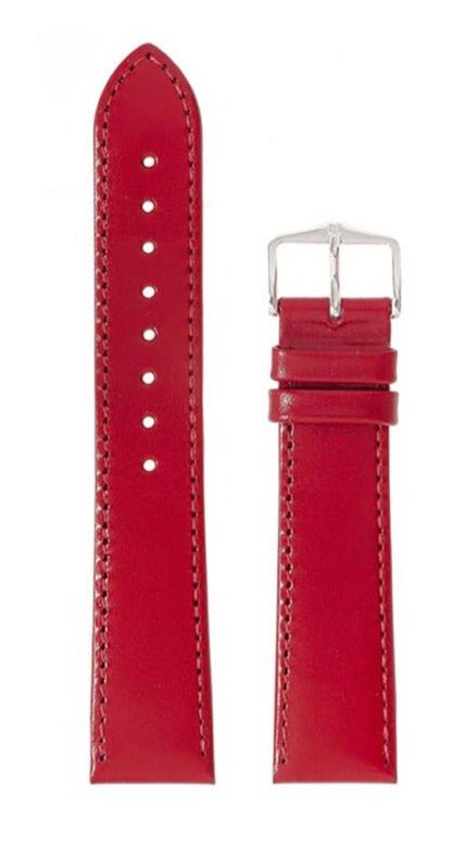 Λουρί Hirsch Osiris II 0347-5020 Red Leather Strap - Κοσμηματοπωλείο Goldy