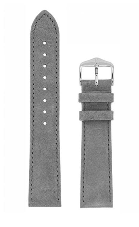 Λουρί Hirsch Osiris Nubuck 0343-3030 Grey Leather Strap - Κοσμηματοπωλείο Goldy